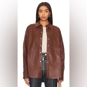 We The Free Brown Leather Jacket